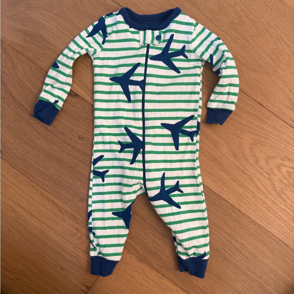The Children's Place Green and Blue Striped Footie